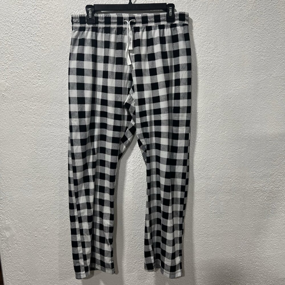 Calvin Klein Women's Plaid Straight Pajama Pants High Rise Black White Size‎ M